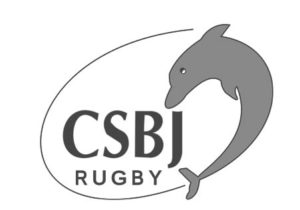 Logo en noir et blanc CSBJ Rugby - Club Sportif Bourgoin Jallieu dont la chaudronnerie Marmonier est le partenaire